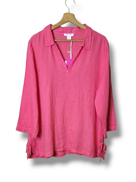 Isaac Mizrahi Tops - Isaac Mizrahi Pink Linen Tunic Top Size XL NWT